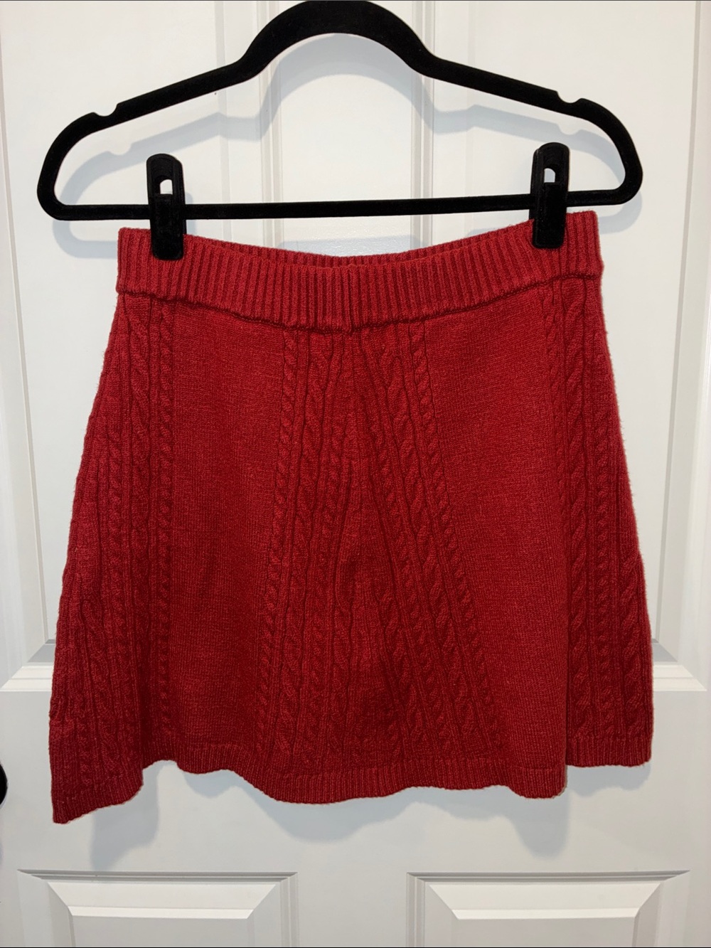 Lush Crimson Cable Knit Sweater Mini Skirt Red Size Large